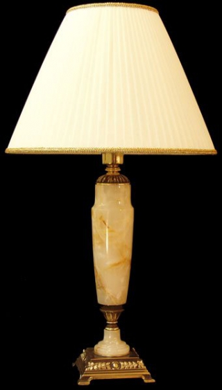 Лампа настольная из оникса абажур из ткани НК-О-12