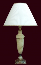 Лампа настольная из оникса абажур из ткани НК-О-11